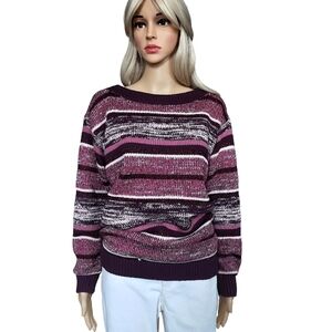 Style & Co. Women's Multicolor Striped Sequin Sweater Size L NWT